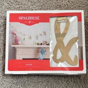Brand New Opalhouse Gold Peace and Joy Banner